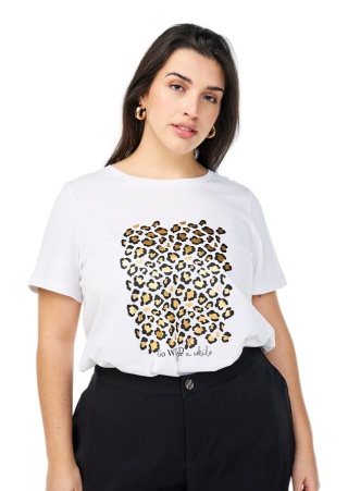 ZIZZI BIAŁY BAWEŁNIANY T-SHIRT NADRUK 507A