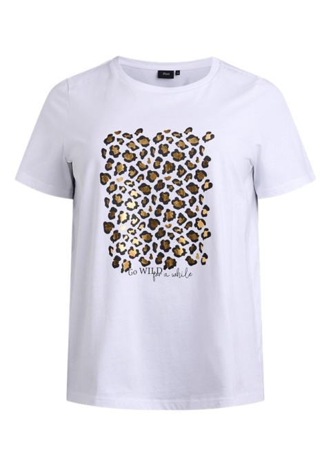 ZIZZI BIAŁY BAWEŁNIANY T-SHIRT NADRUK 507A