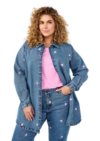 ZIZZI NIEBIESKA JEANSOWA KOSZULA KURTKA SERCA 957D
