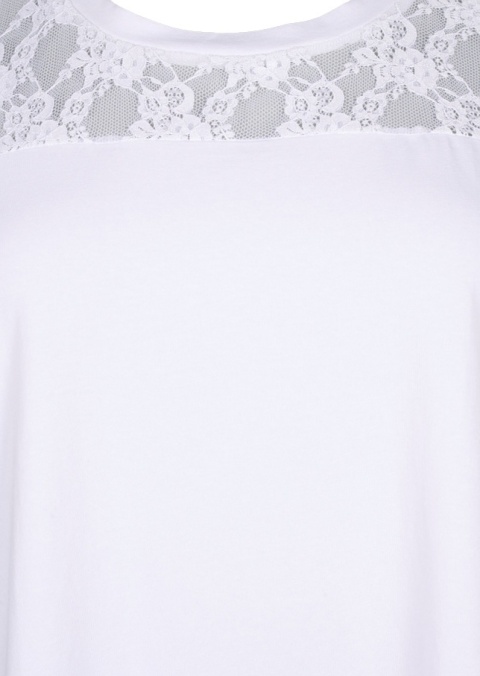 ZIZZI BIAŁA BAWEŁNIANA BLUZKA T-SHIRT KORONKA 082A
