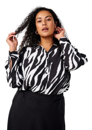 ZIZZI CZARNA KOSZULA WZÓR ZEBRA 560B