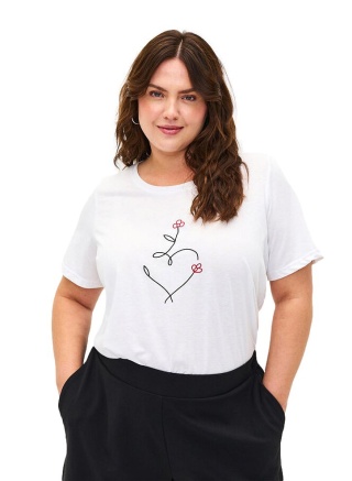 ZIZZI T-SHIRT BLUZKA BIAŁA NADRUK 002C