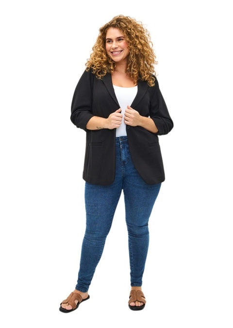 ZIZZI ELEGANCKA CZARNA MARYNARKA WISKOZA 008Q ZIZZI ELEGANCKA CZARNA MARYNARKA WISKOZA 008Q