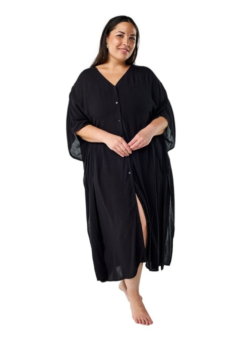 ZIZZI ZWIEWNA CZARNA SUKIENKA PLAŻOWA OVERSIZE GUZIKI 815A ZIZZI ZWIEWNA CZARNA SUKIENKA PLAŻOWA OVERSIZE GUZIKI 815A