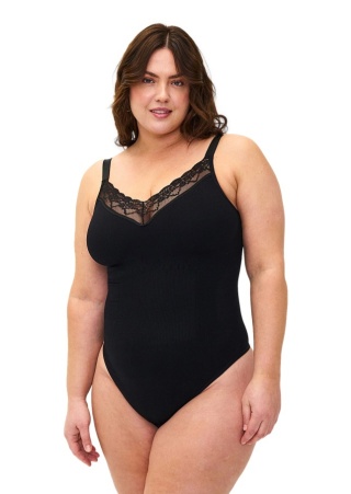 ZIZZI CZARNE MODELUJĄCE BODY KORONKA 896B