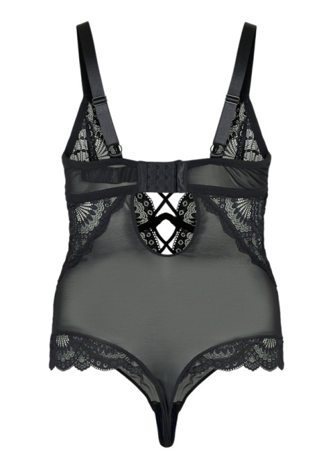 ZIZZI CZARNE KOBIECE BODY KORONKA DETALE 927A