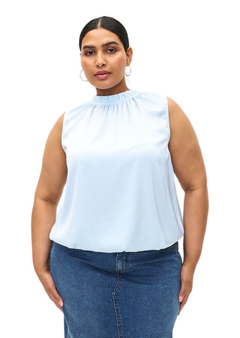 ZIZZI ELEGANCKA BŁĘKITNA SATYNOWA BLUZKA TOP 052A ZIZZI ELEGANCKA BŁĘKITNA SATYNOWA BLUZKA TOP 052A