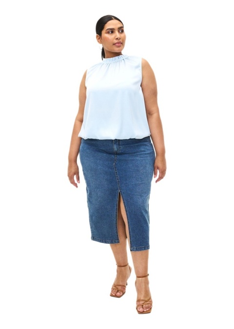ZIZZI ELEGANCKA BŁĘKITNA SATYNOWA BLUZKA TOP 052A ZIZZI ELEGANCKA BŁĘKITNA SATYNOWA BLUZKA TOP 052A