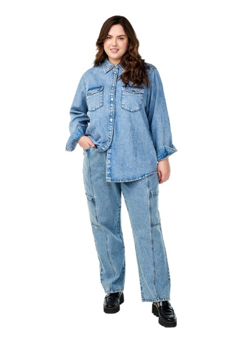 ZIZZI NIEBIESKA JEANSOWA KOSZULA KIESZENE 085AW