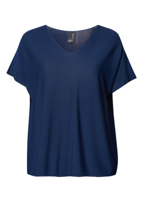 ADIA GRANATOWA DZIANINOWA BLUZKA T-SHIRT WISKOZA OVERSIZE A203