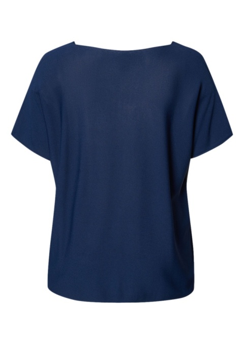 ADIA GRANATOWA DZIANINOWA BLUZKA T-SHIRT WISKOZA OVERSIZE A203