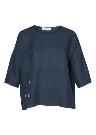PONT NEUF GRANATOWA LNIANA BLUZKA OVERSIZE V244