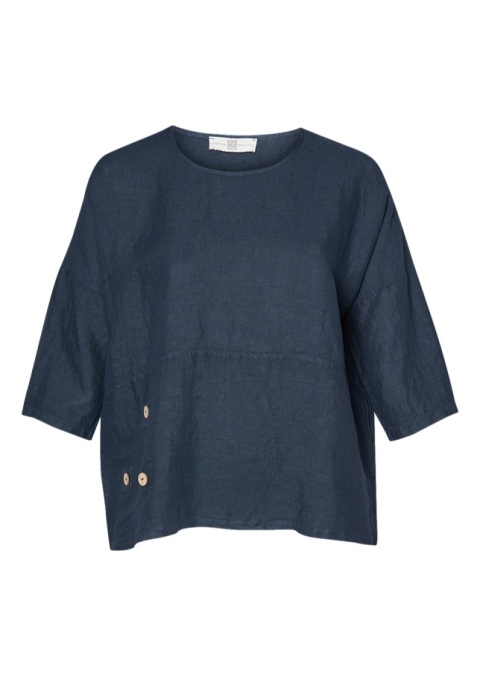PONT NEUF GRANATOWA LNIANA BLUZKA OVERSIZE V244