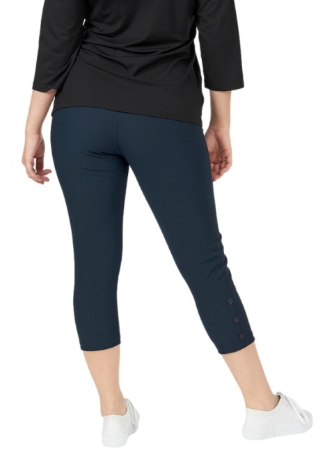 PONT NEUF WYGODNE GRANATOWE LEGGINSY 3/4 DETALE V082