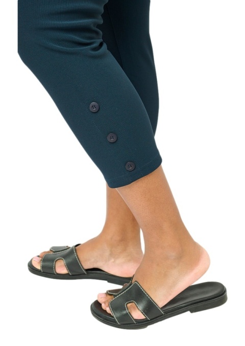 PONT NEUF WYGODNE GRANATOWE LEGGINSY 3/4 DETALE V082