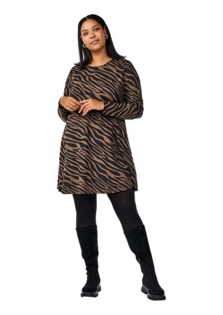 ZIZZI KLASYCZNA BRĄZOWA SUKIENKA WZÓR ZEBRA 036I