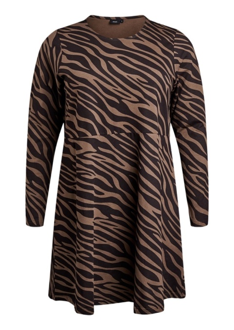 ZIZZI KLASYCZNA BRĄZOWA SUKIENKA WZÓR ZEBRA 036I