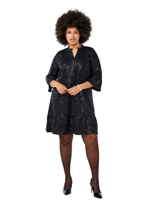 ZIZZI CZARNA IMPREZOWA SUKIENKA CEKINY 420A