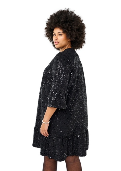 ZIZZI CZARNA IMPREZOWA SUKIENKA CEKINY 420A