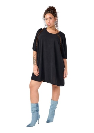 ZIZZI CZARNA KRÓTKA SUKIENKA TUNIKA KOKARDA 413C