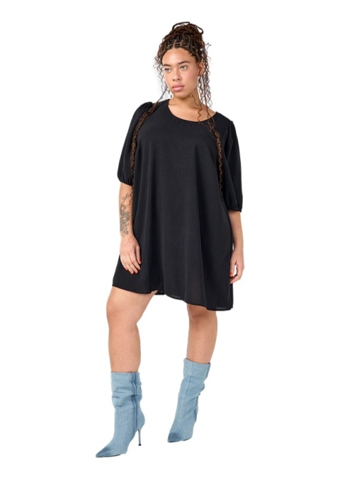 ZIZZI CZARNA KRÓTKA SUKIENKA TUNIKA KOKARDA 413C