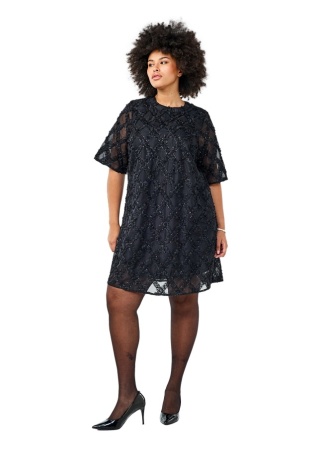 ZIZZI ELEGANCKA CZARNA SUKIENKA TEKSTURA 296A