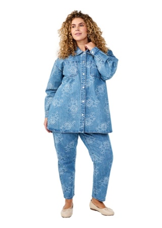 ZIZZI NIEBIESKIE SPODNIE JEANSY MOM WZÓR 088I