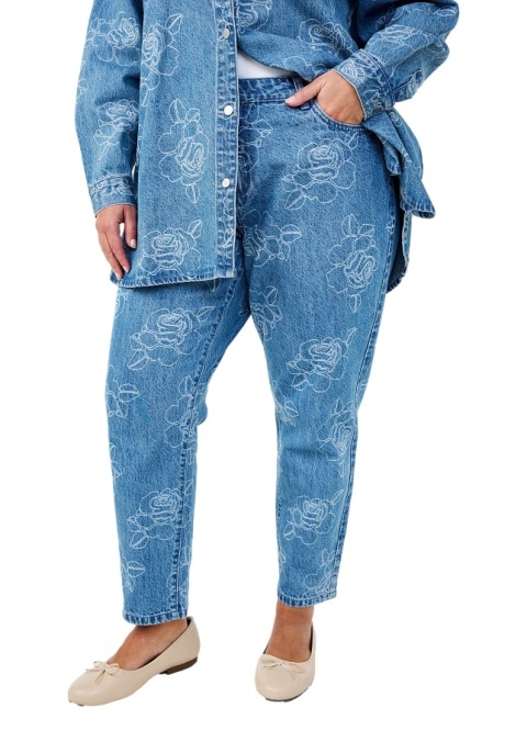 ZIZZI NIEBIESKIE SPODNIE JEANSY MOM WZÓR 088I