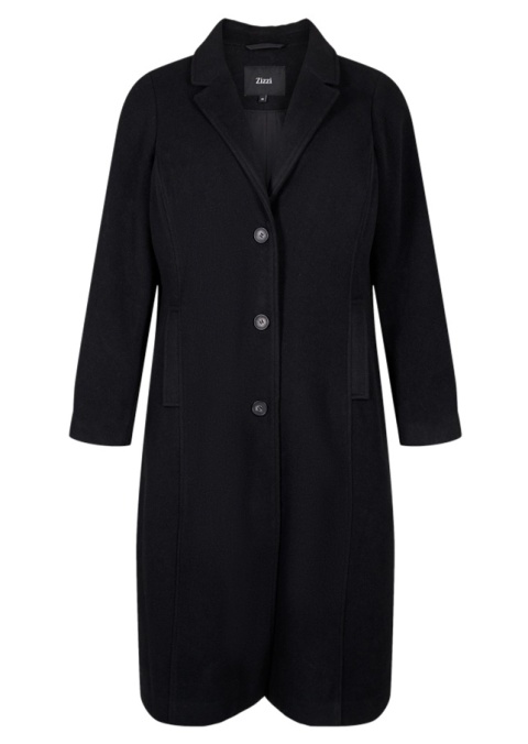 ZIZZI ELEGANCKI CZARNY DŁUGI PŁASZCZ 344A