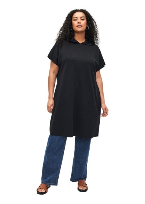 ZIZZI CZARNA DRESOWA SUKIENKA TUNIKA KAPTUR 055G