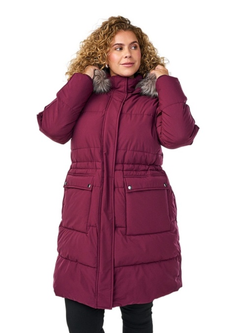 ZIZZI BORDOWA PIKOWANA KURTKA ZIMOWA KAPTUR 264B