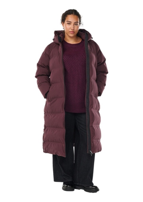 ZIZZI DŁUGA BORDOWA KURTKA ZIMOWA KAPTUR 224A