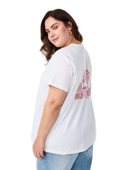 ZIZZI BIAŁY T-SHIRT NADRUK BAWEŁNA 264A