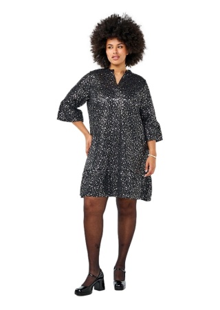 ZIZZI CZARNA IMPREZOWA SUKIENKA SREBNE CEKINY 420A