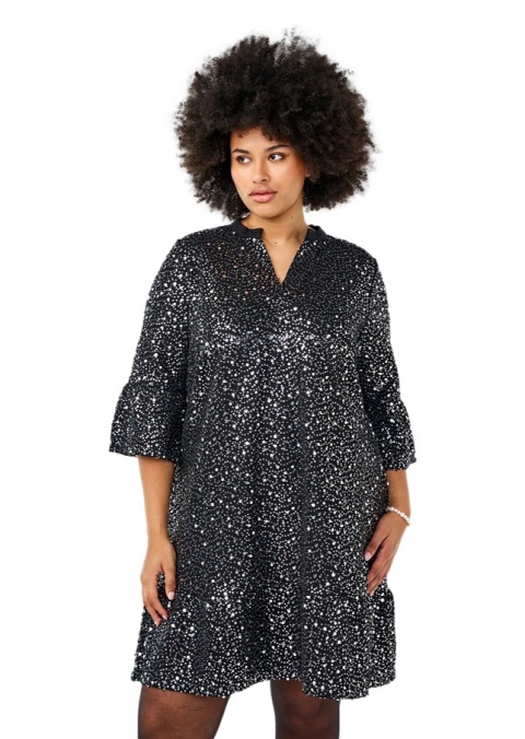 ZIZZI CZARNA IMPREZOWA SUKIENKA SREBNE CEKINY 420A