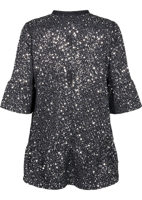 ZIZZI CZARNA IMPREZOWA SUKIENKA SREBNE CEKINY 420A