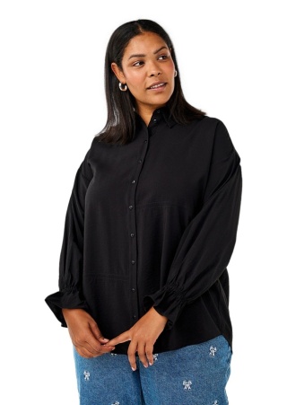 ZIZZI ELEGANCKA CZARNA BLUZKA KOSZULA DETALE 283A