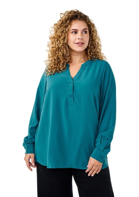 ZIZZI ELEGANCKA TURKUSOWA KOSZULA MANKIET 045A