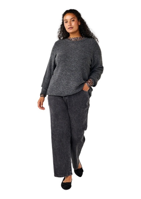 ZIZZI CIEMNOSZARY DZIANINOWY SWETER 192A
