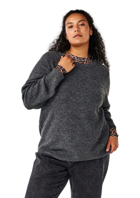 ZIZZI CIEMNOSZARY DZIANINOWY SWETER 192A