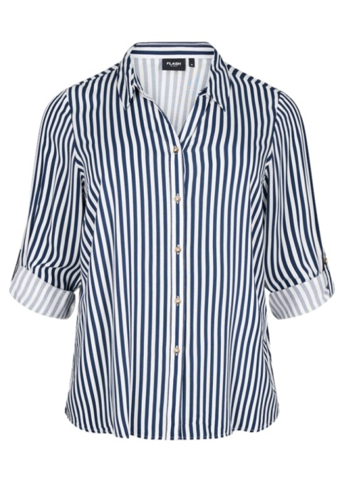 ZIZZI GRANATOWA KOSZULA WISKOZA BIAŁE PASKI 036J