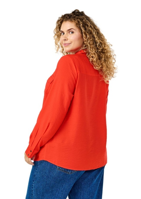 ZIZZI KLASYCZNA CZERWONA KOSZULA KIESZENIE 599E