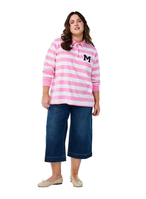 ZIZZI MODNA KOSZULKA BLUZKA POLO RÓŻOWA PASKI 611D