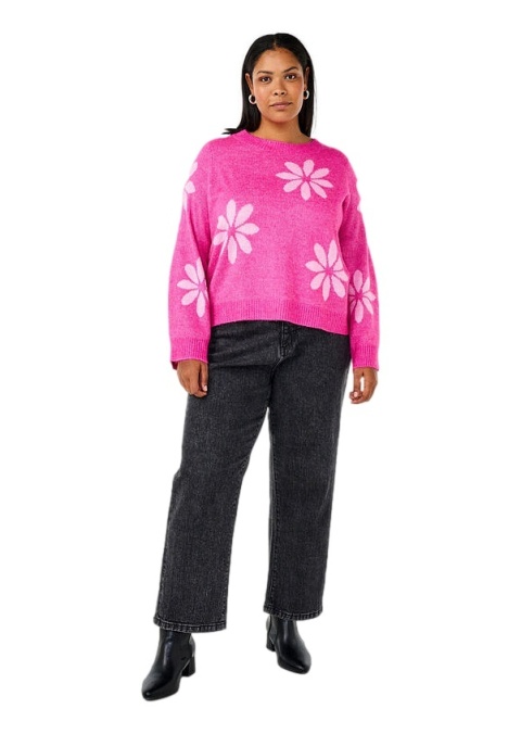 ZIZZI PIĘKNA RÓŻOWA BLUZKA DZIANINA SWETER KWIATY 410A