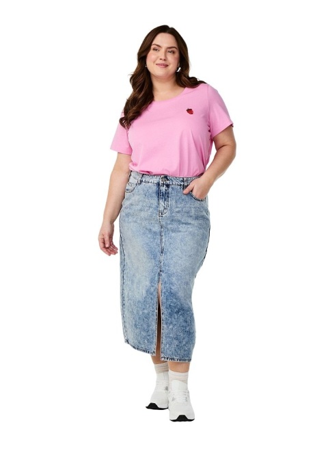 ZIZZI PIĘKNY BIAŁY T-SHIRT RÓŻOWY BAWEŁNA 253K