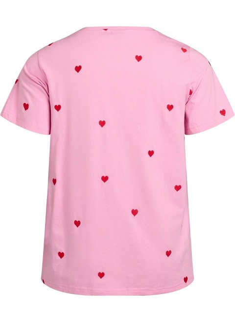 ZIZZI WYGODNY RÓŻOWY T-SHIRT NADRUK BAWEŁNA 252C