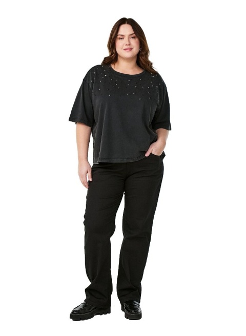 ZIZZI WYJĄTKOWA BLUZKA T-SHIRT ZDOBIENIA SZARY 502A