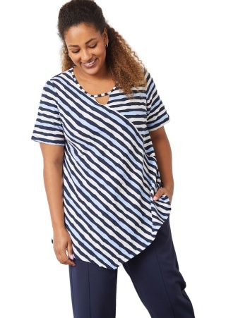 PONT NEUF ASYMETRYCZNA TUNIKA PASKI GRANATOWE TŁOCZENIA V117