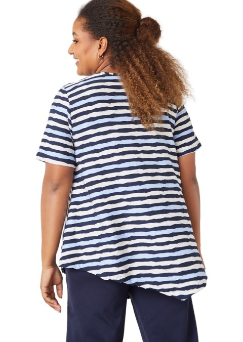 PONT NEUF ASYMETRYCZNA TUNIKA PASKI GRANATOWE TŁOCZENIA V117