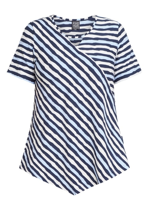 PONT NEUF ASYMETRYCZNA TUNIKA PASKI GRANATOWE TŁOCZENIA V117